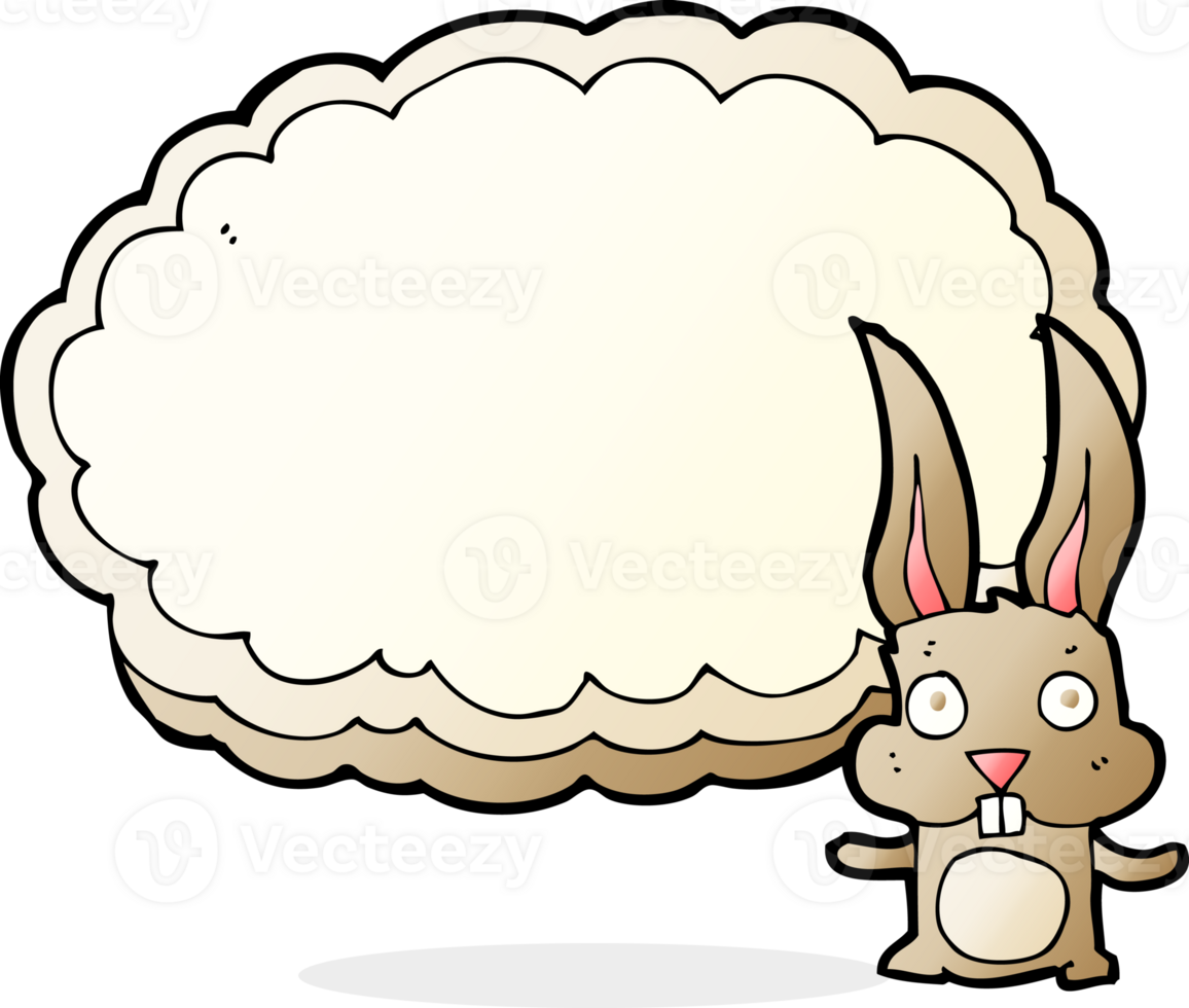 cartoon rabbit with text space cloud png
