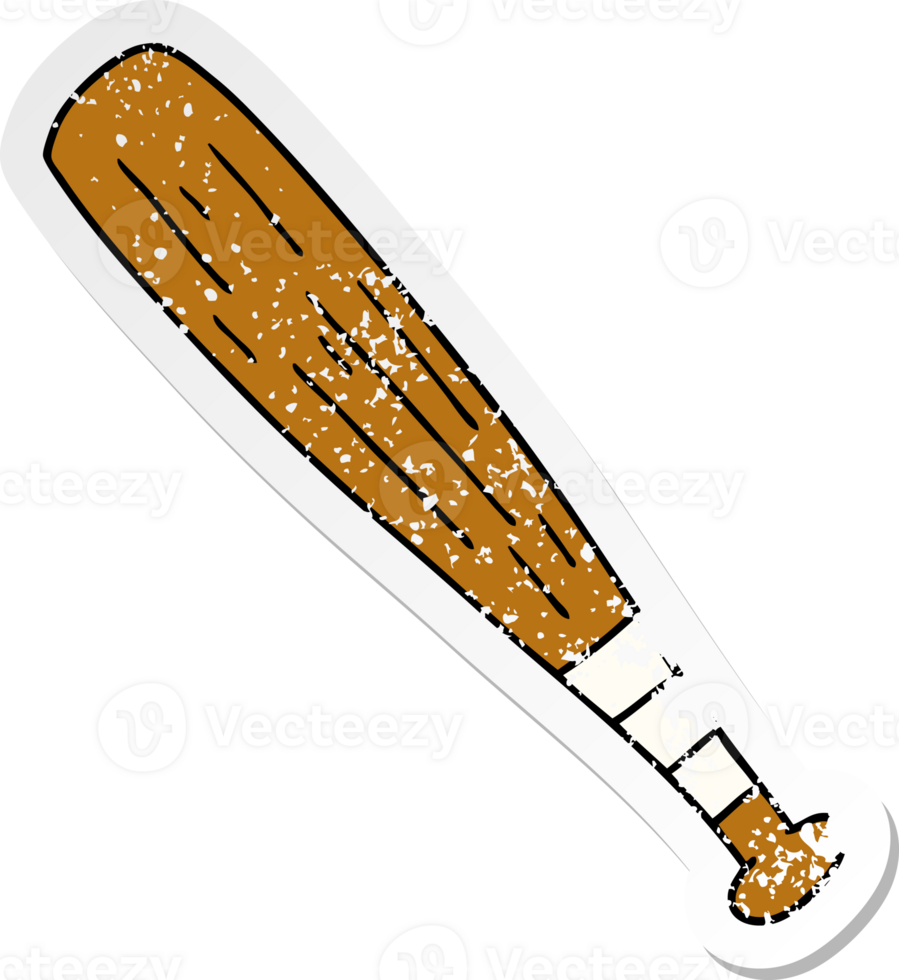 hand drawn distressed sticker cartoon doodle of a baseball bat png