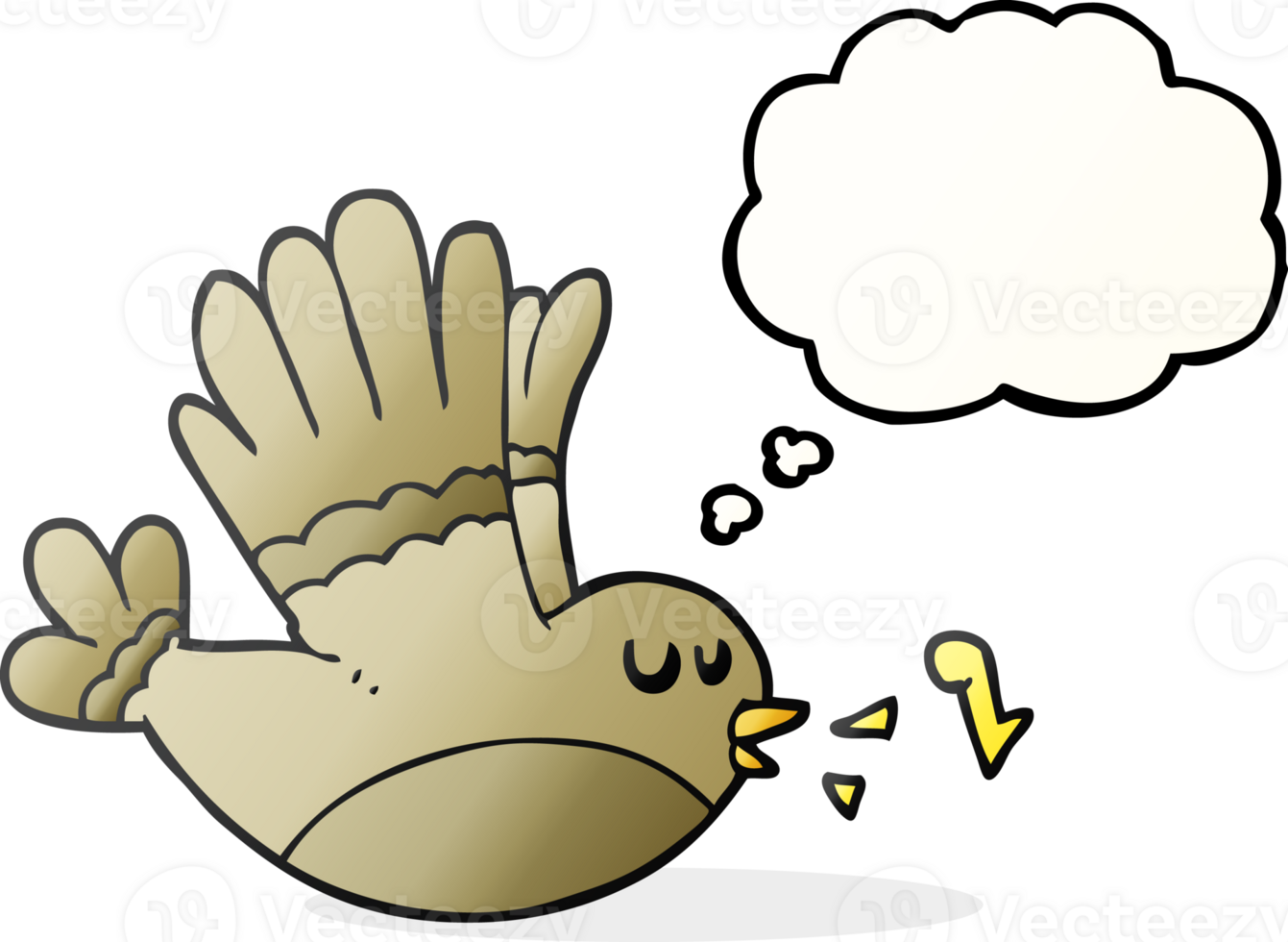 hand drawn thought bubble cartoon singing bird png