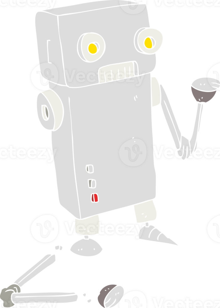 flat color illustration of broken robot png