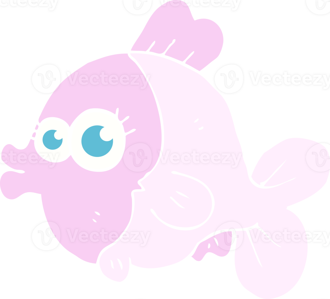funny flat color illustration of fish with big pretty eyes png