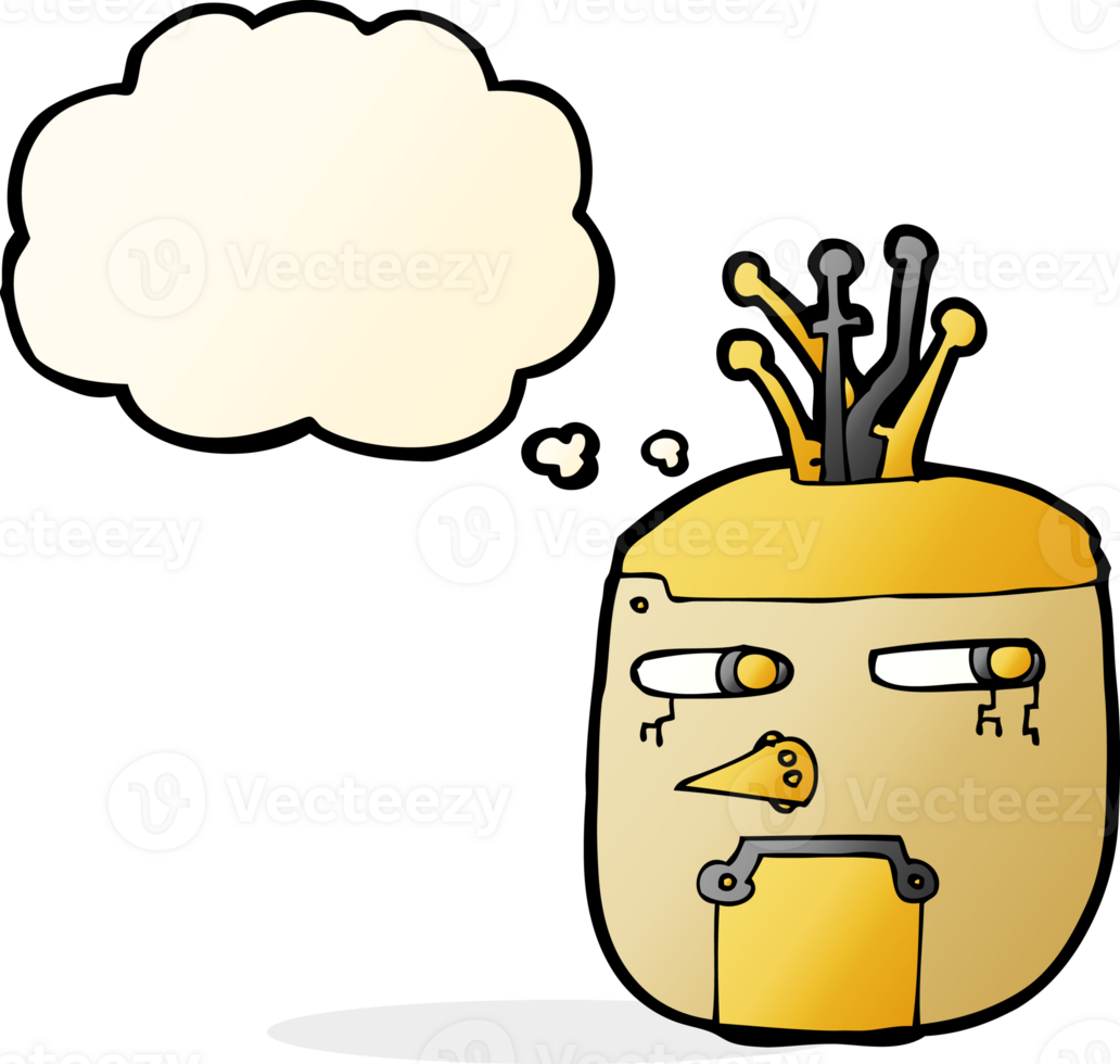 cartoon robot head with thought bubble png