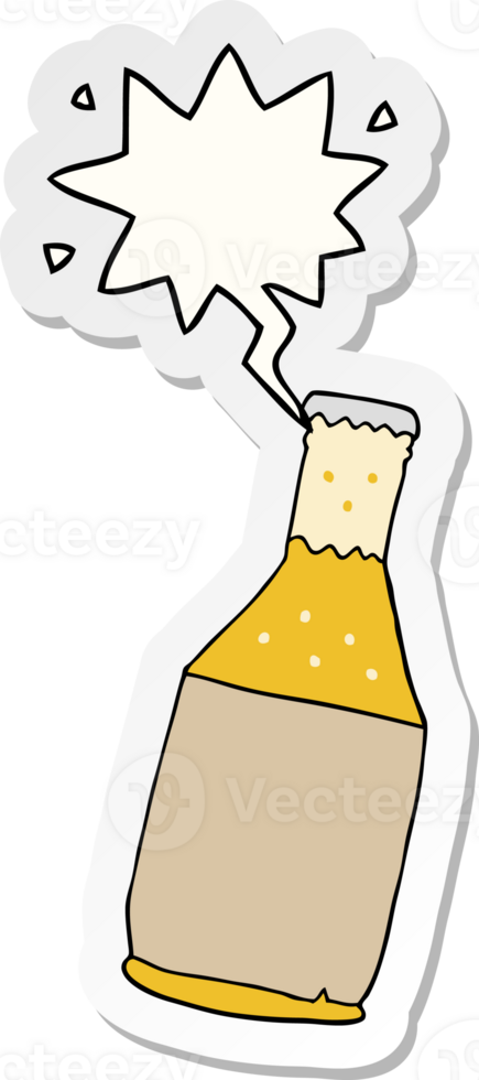 cartoon beer bottle with speech bubble sticker png