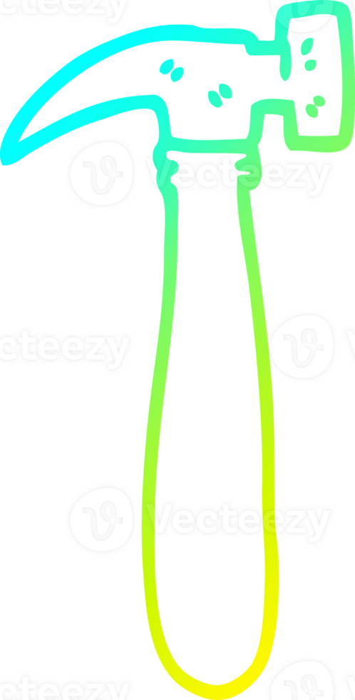 cold gradient line drawing of a cartoon hammer png