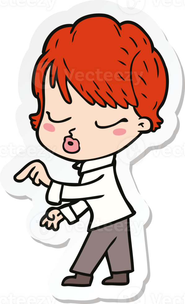 sticker of a cartoon woman with eyes shut png