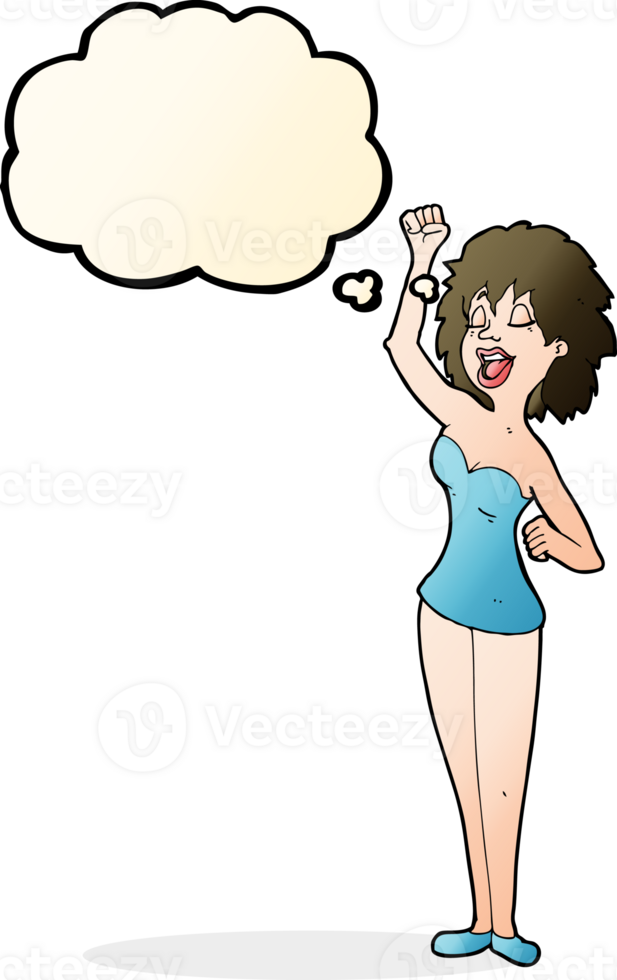 cartoon dancing woman with thought bubble png