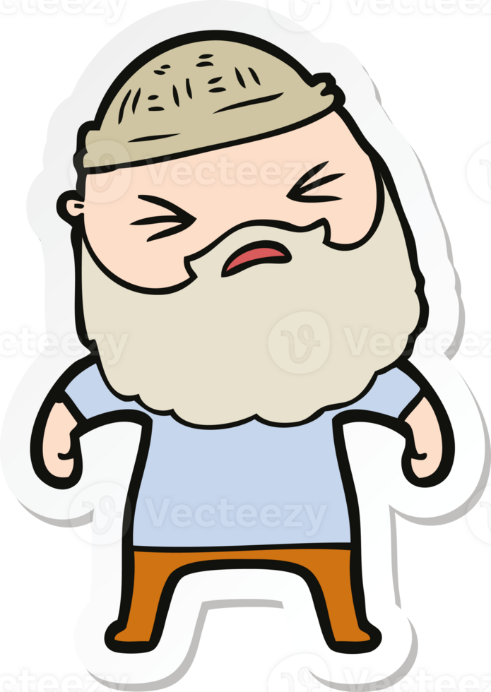 sticker of a cartoon man with beard png