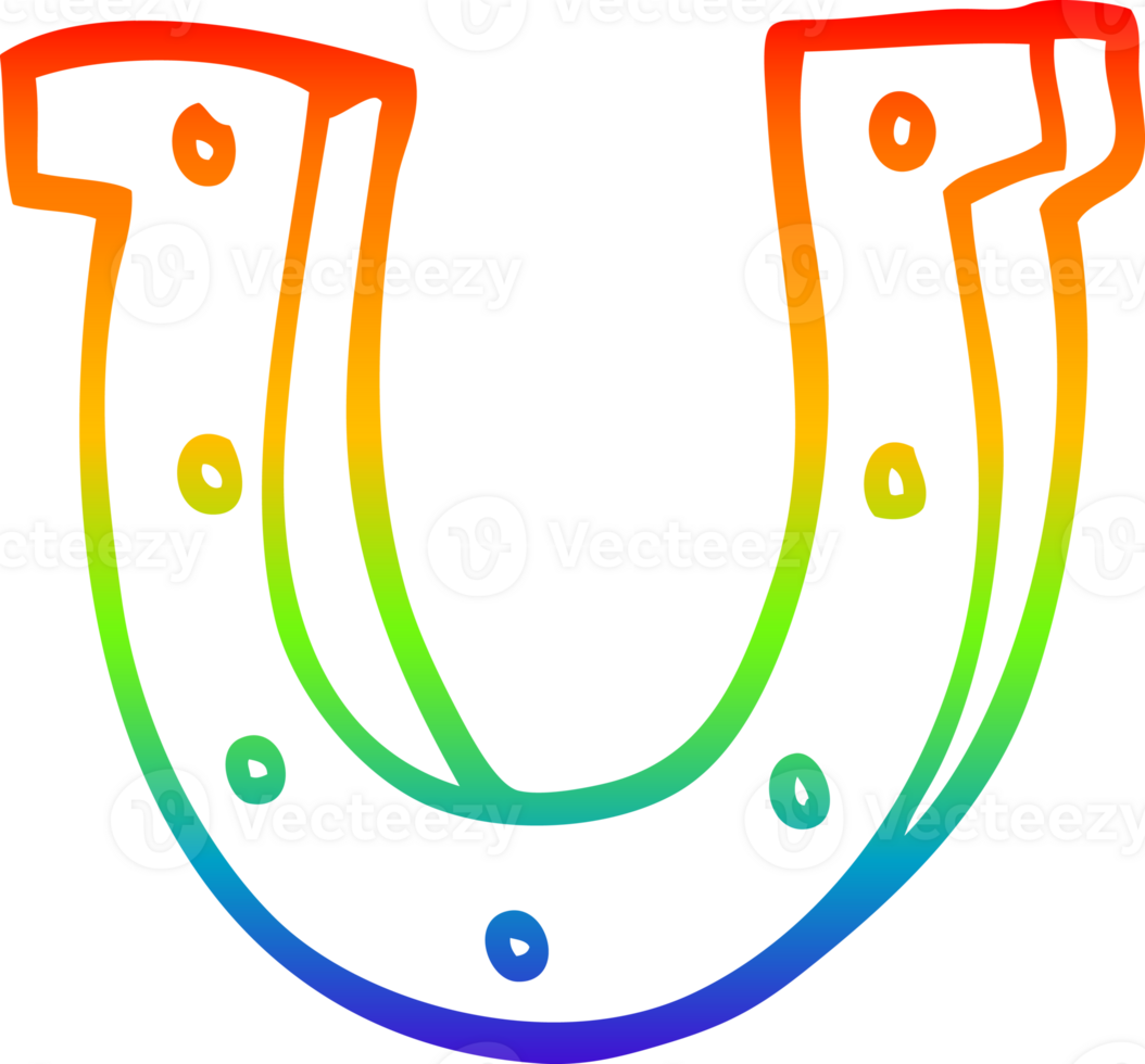 arco iris degradado línea dibujo de un dibujos animados caballo zapato png