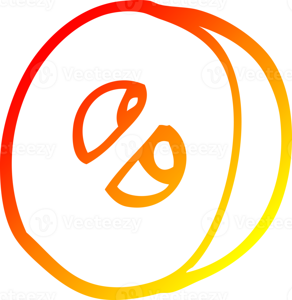 warm gradient line drawing of a cartoon number zero png