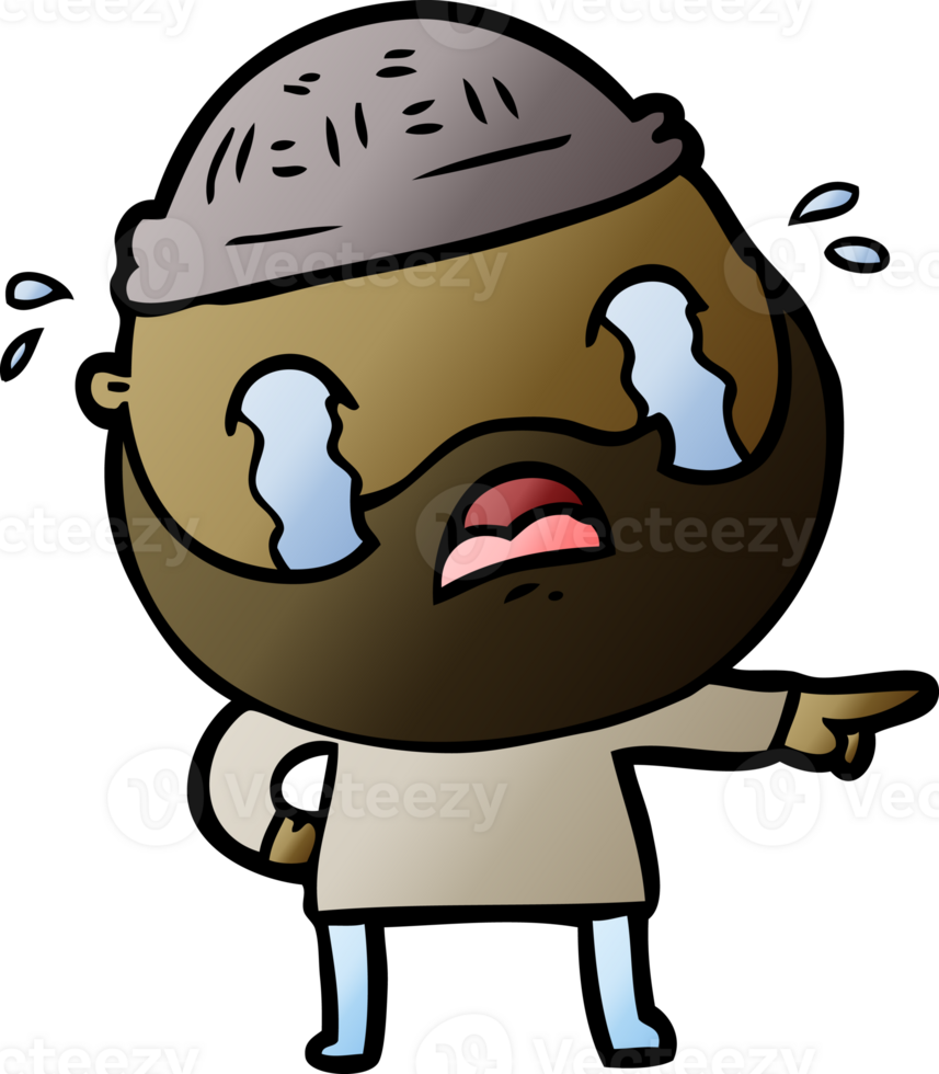 cartoon bearded man crying png