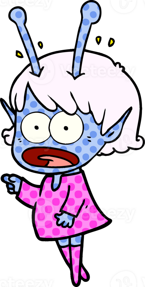 cartoon shocked alien girl png