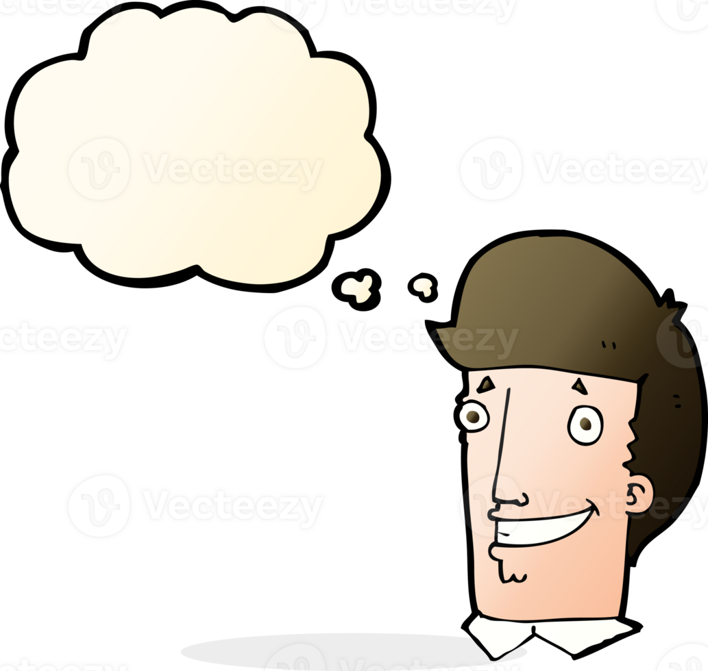 cartoon happy man with thought bubble png