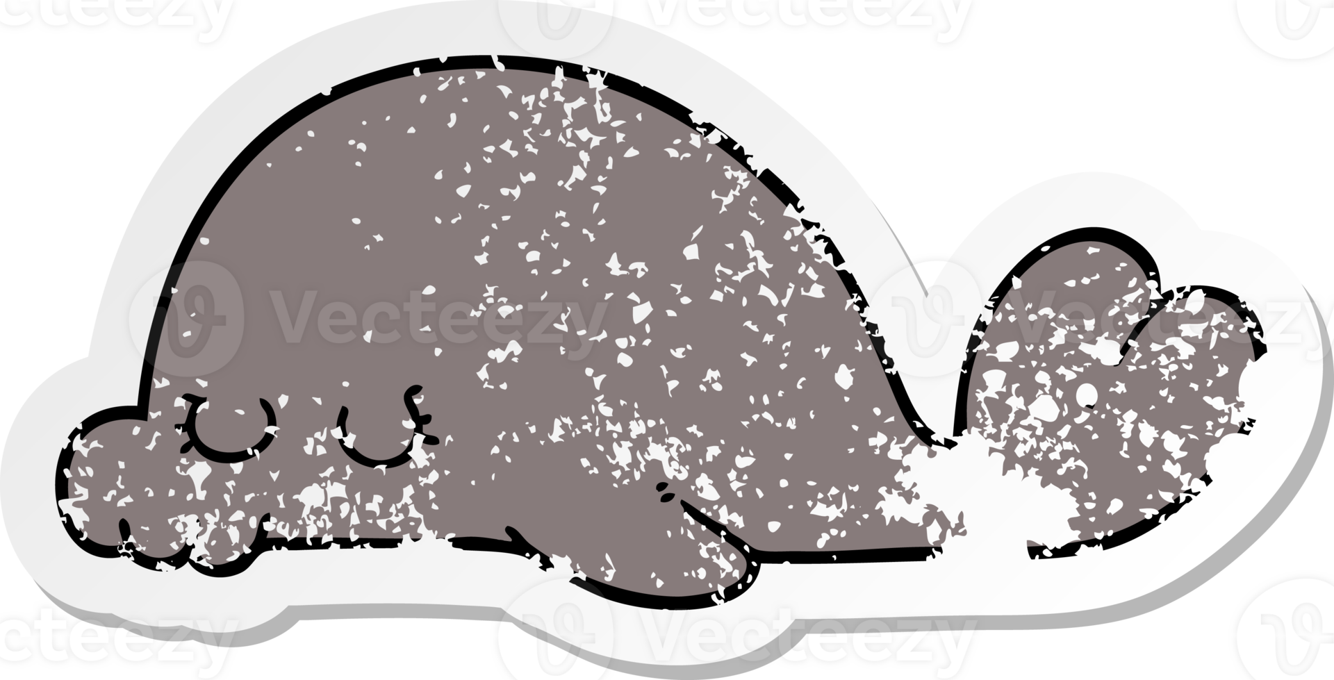 distressed sticker of a cartoon seal png