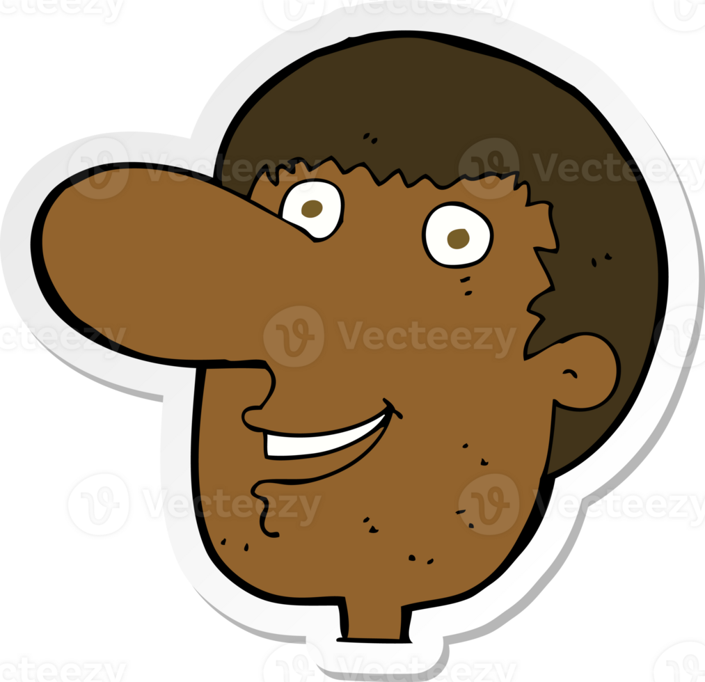sticker of a cartoon happy male face png
