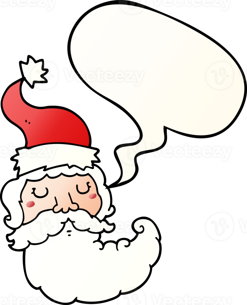 cartoon santa face with speech bubble in smooth gradient style png