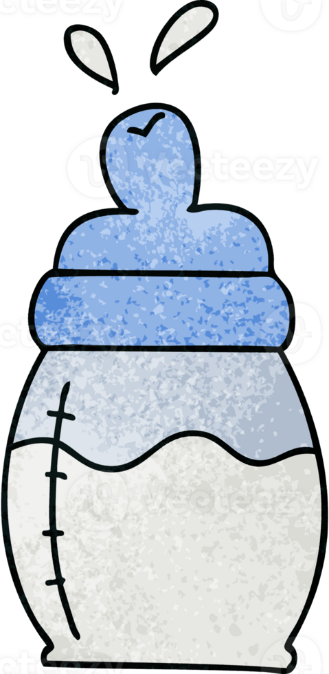 hand drawn quirky cartoon baby milk bottle png