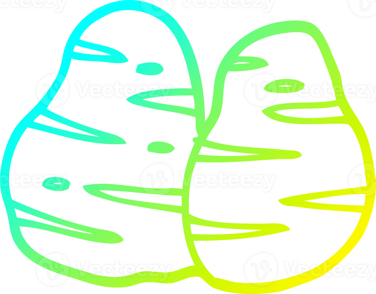 cold gradient line drawing of a cartoon potatoes png