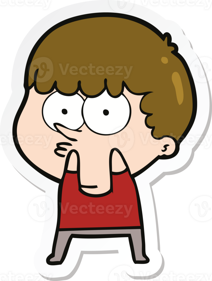 sticker of a cartoon curious boy png