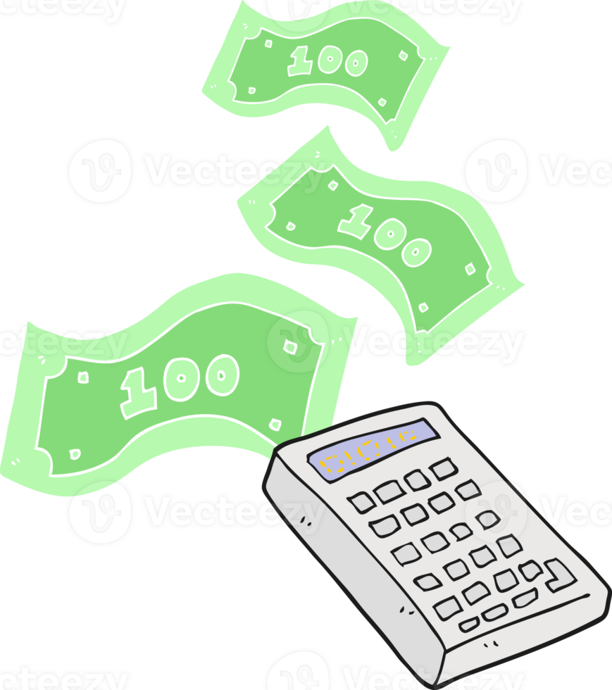 flat color illustration of calculator counting money png