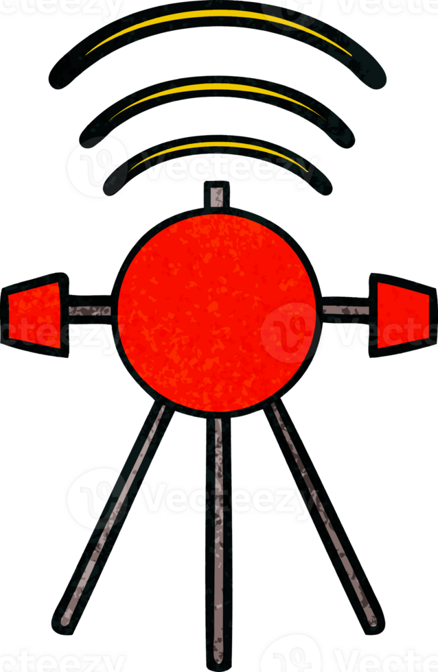 retro grunge texture cartoon of a satellite png