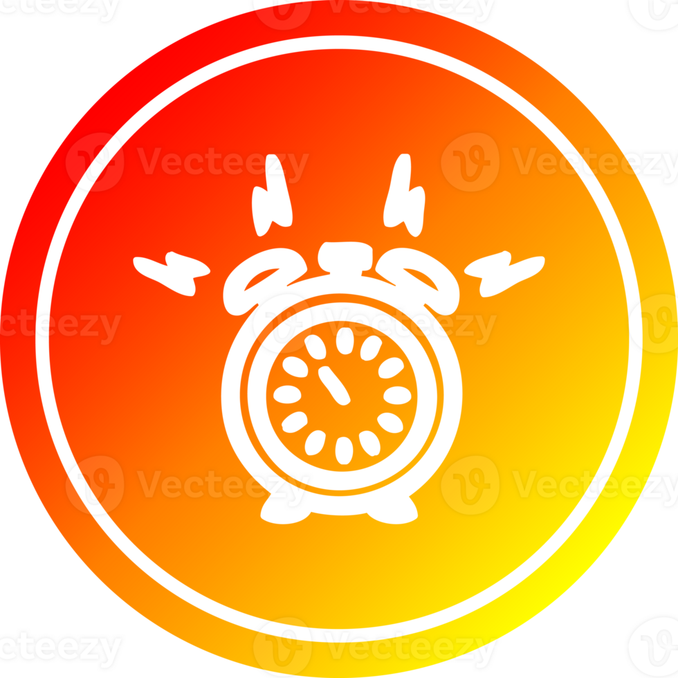 alarm clock circular icon with warm gradient finish png