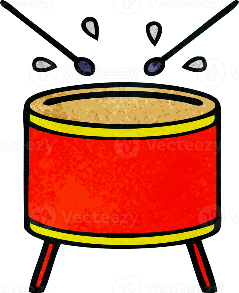 retro grunge texture cartoon of a beating drum png
