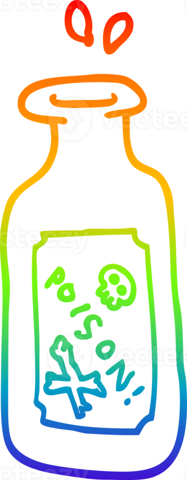 rainbow gradient line drawing of a cartoon poison png