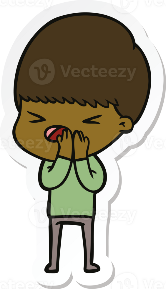 sticker of a cartoon stressed man png