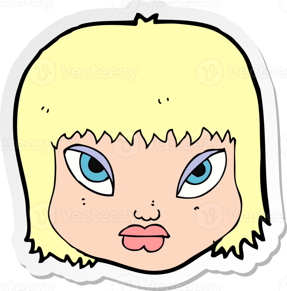 sticker of a cartoon annoyed face png