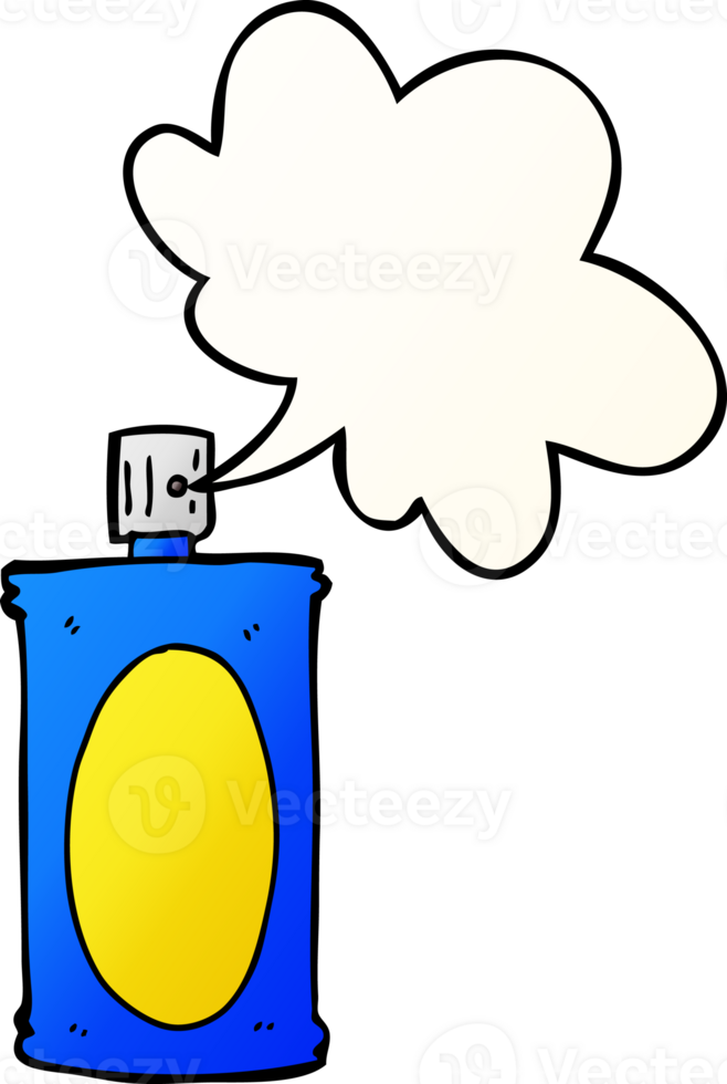 cartoon spray can with speech bubble in smooth gradient style png