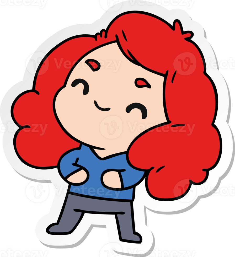sticker cartoon illustration of a cute kawaii girl png