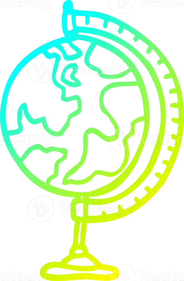 cold gradient line drawing of a cartoon world globe png