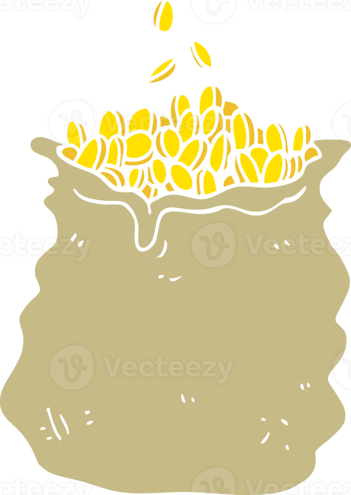 flat color illustration of huge bag of money png