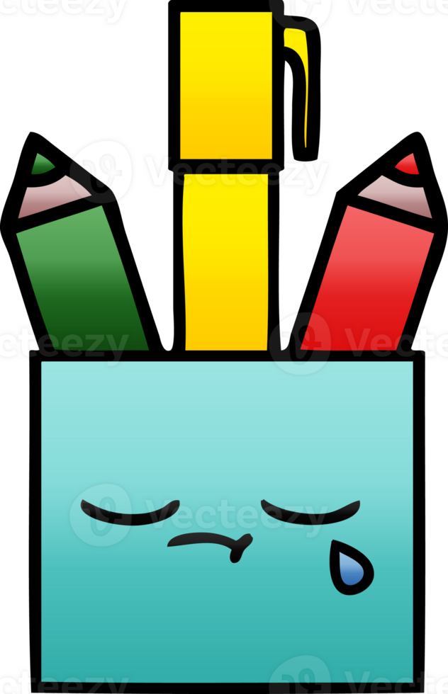 gradient shaded cartoon of a pencil pot png