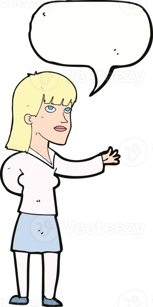 cartoon woman explaining with speech bubble png