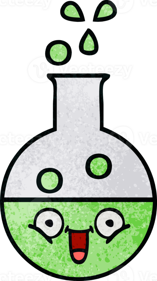 retro grunge texture cartoon of a test tube png