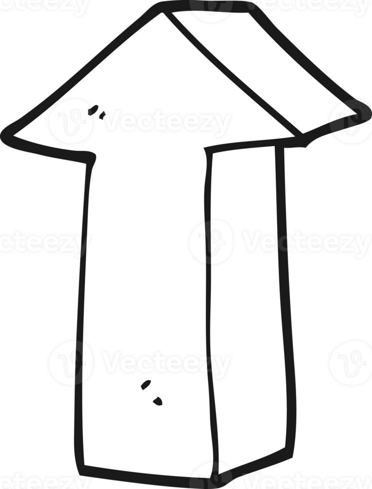 hand drawn black and white cartoon arrow png