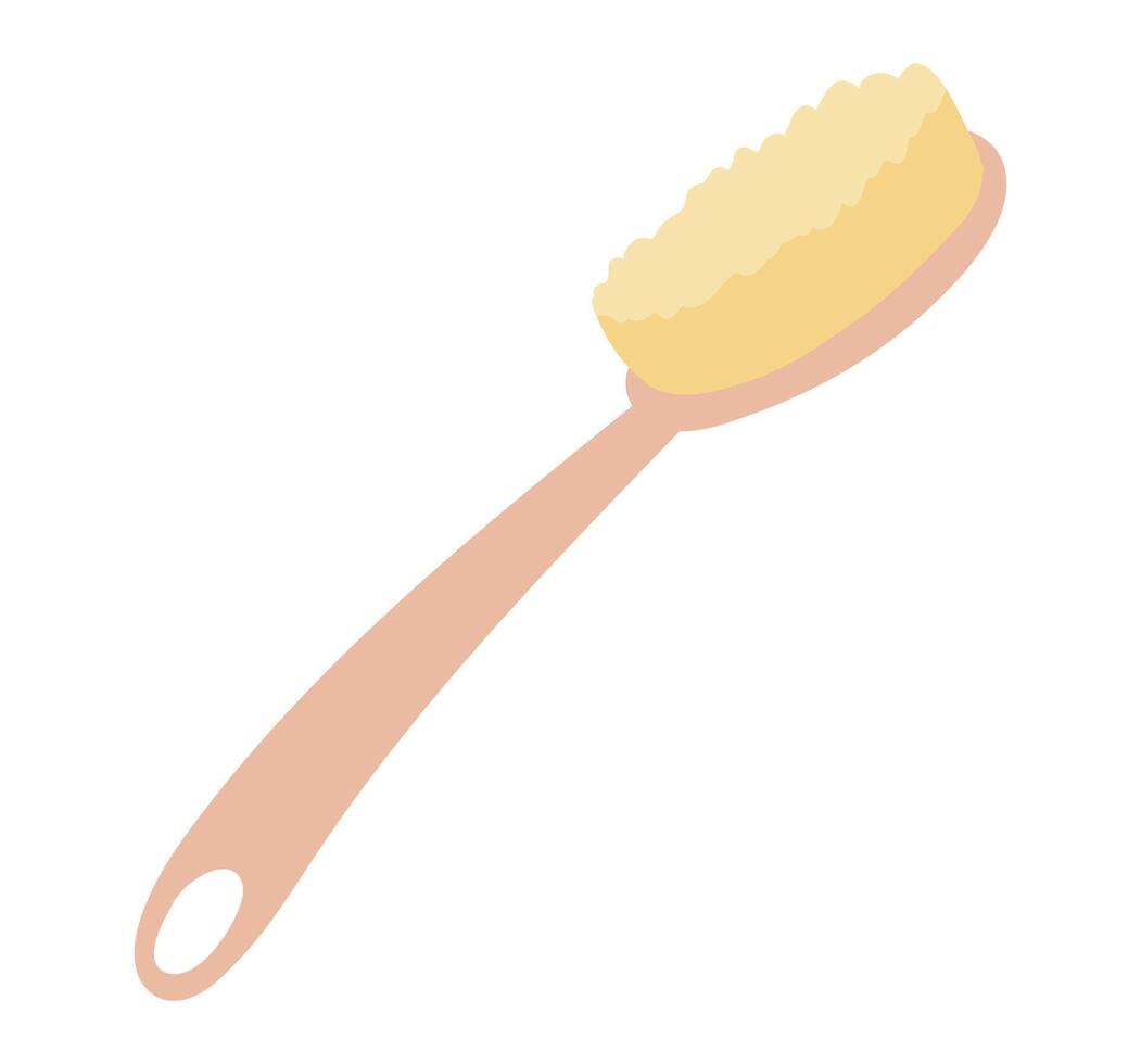 Wooden massage brush in flat design. Eco bamboo tool for body skin. illustration isolated. vector
