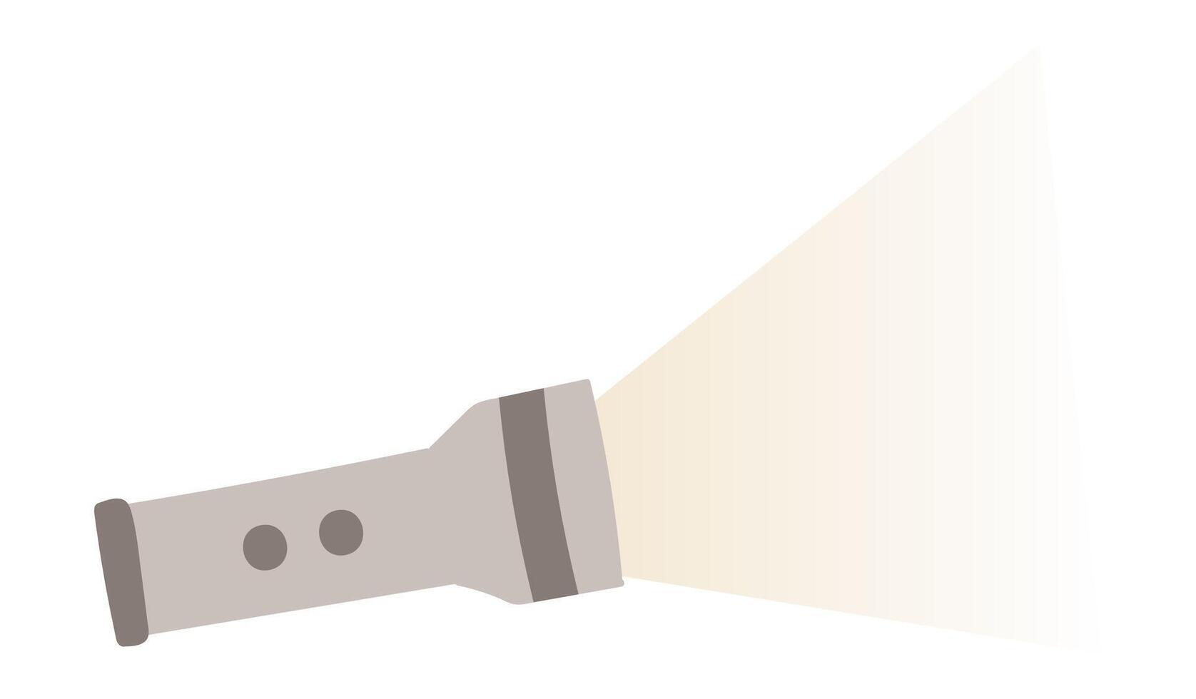 Camping flashlight in flat design. Portable plastic spotlight accessory. illustration isolated. vector