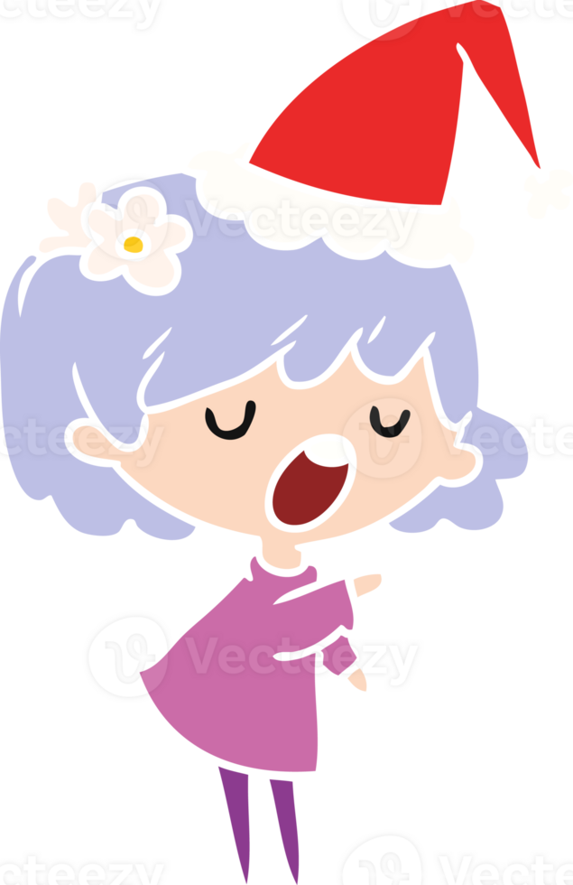 hand drawn christmas cartoon of kawaii girl png