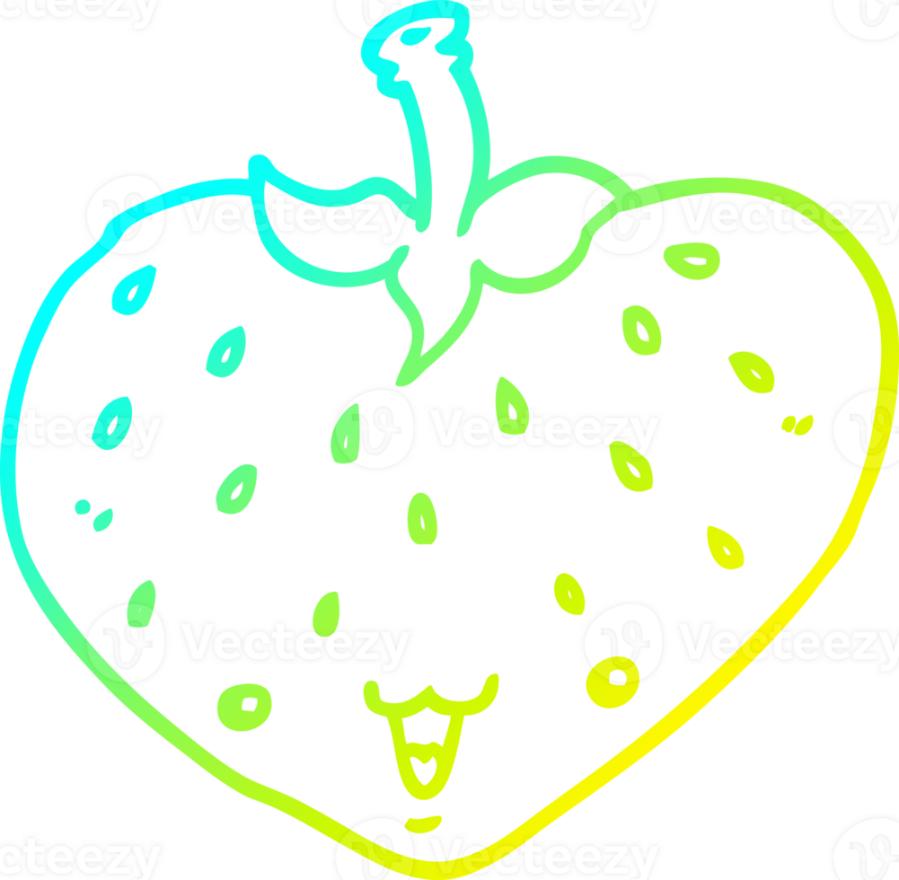 cold gradient line drawing of a cartoon strawberry png