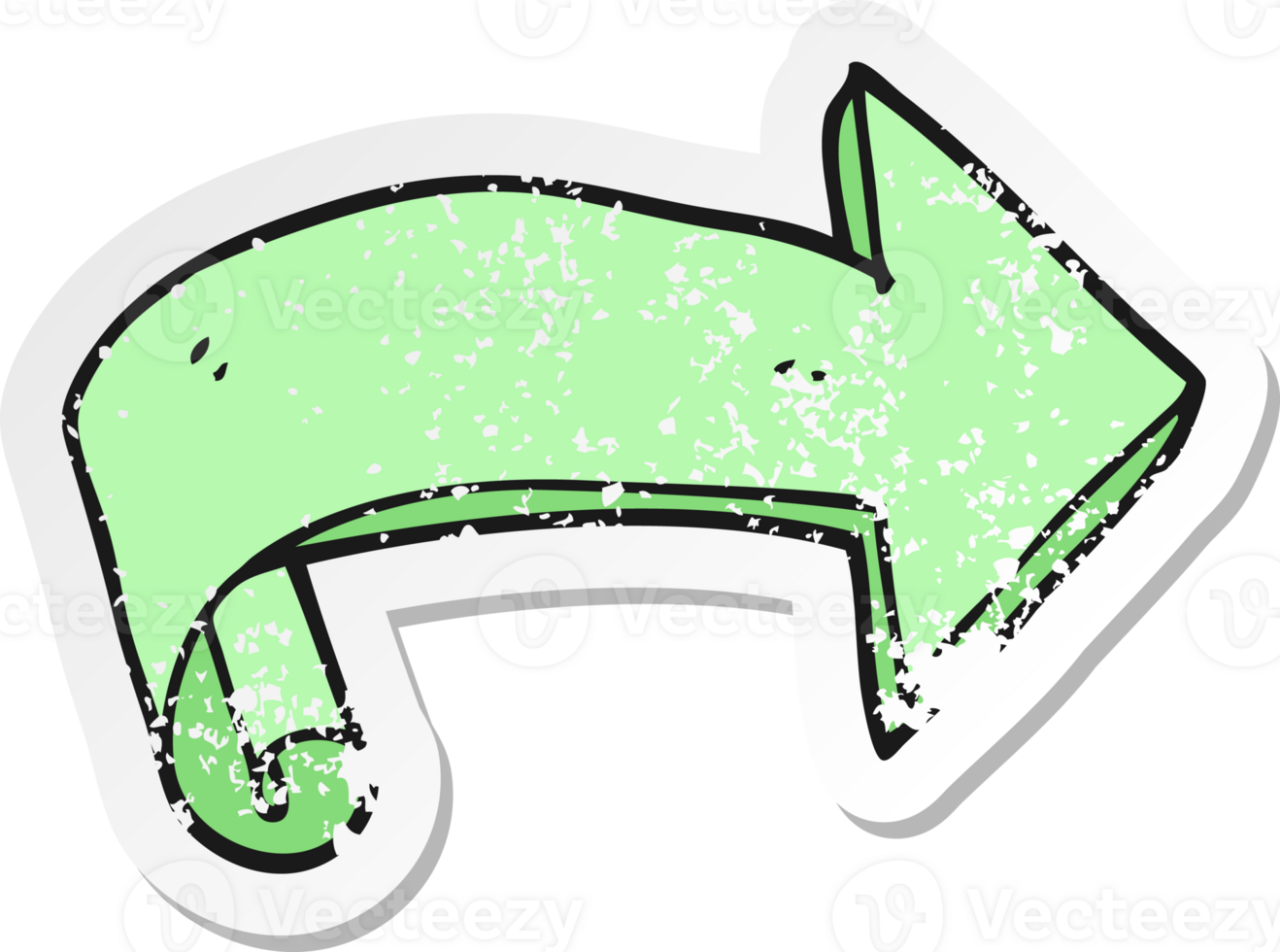 retro distressed sticker of a cartoon arrow png