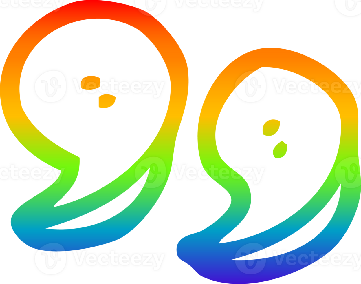 rainbow gradient line drawing of a cartoon quotation marks png