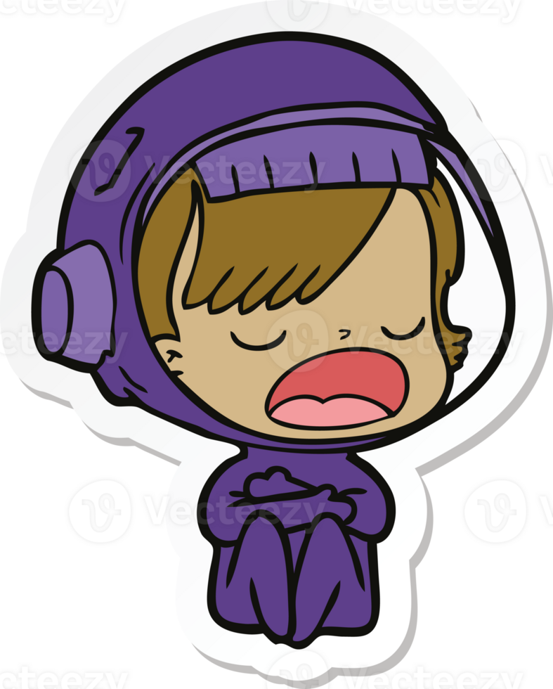 sticker of a cartoon talking astronaut png