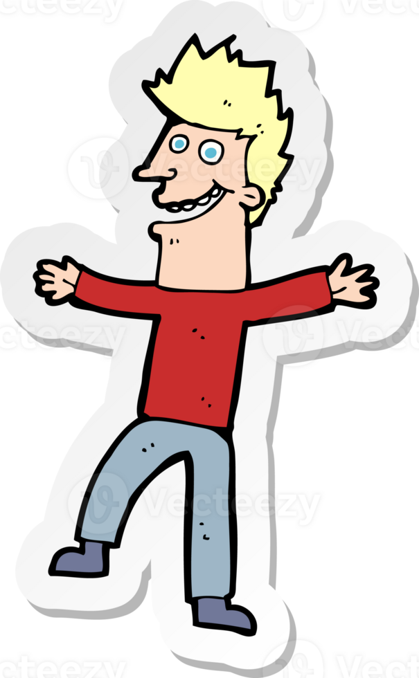 sticker of a cartoon happy man png