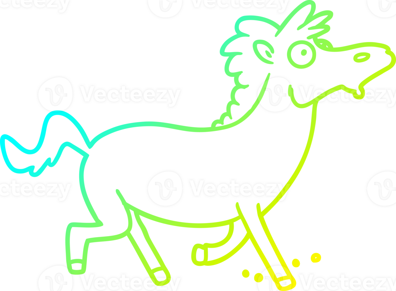 cold gradient line drawing of a cartoon running horse png