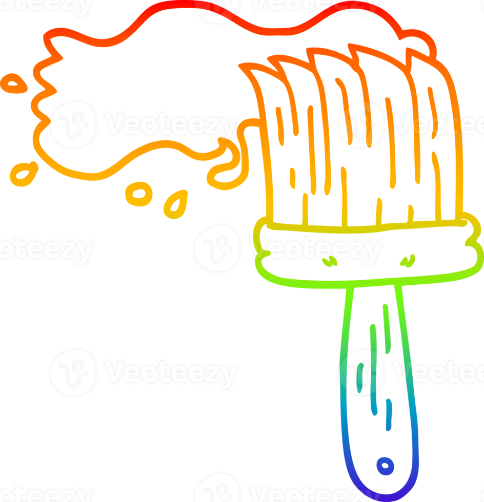 rainbow gradient line drawing of a cartoon paint brush png