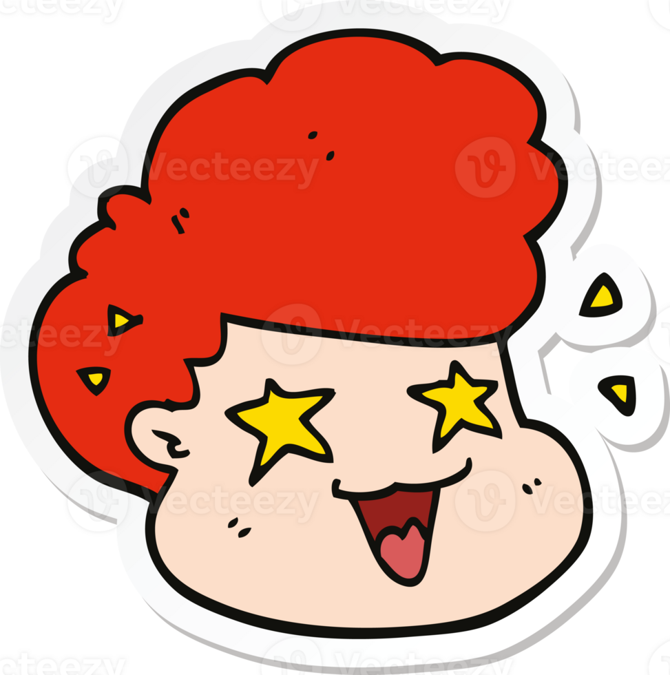 sticker of a cartoon excited boy png
