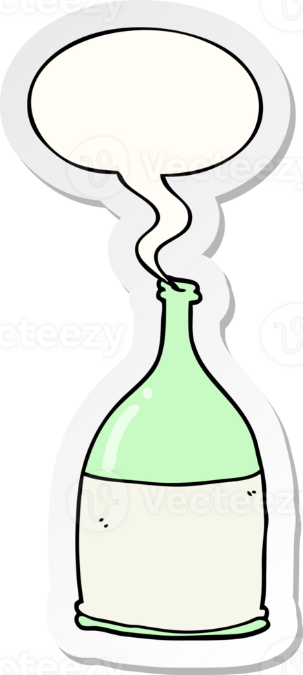 cartoon bottle with speech bubble sticker png