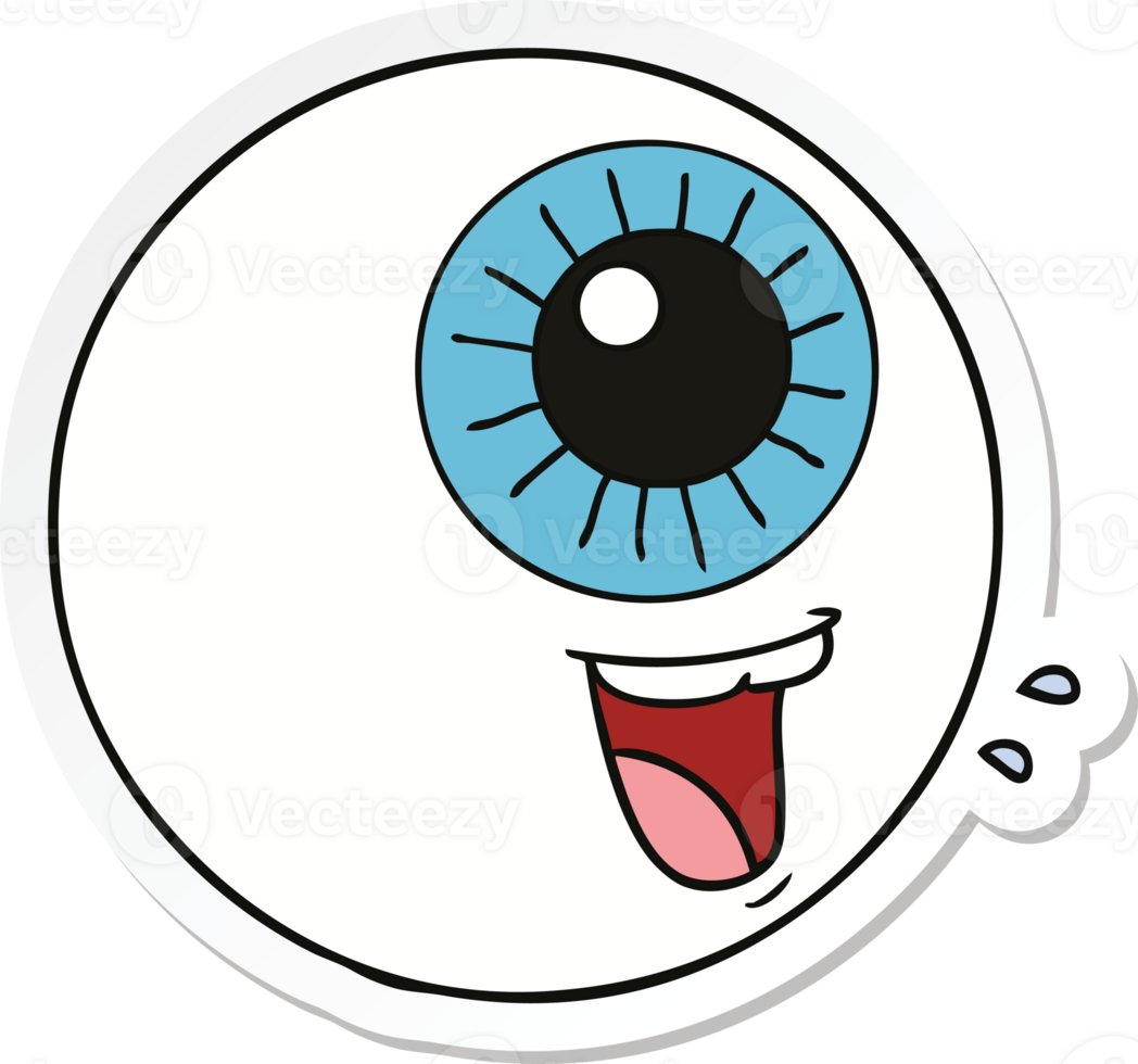 sticker of a cartoon eyeball laughing png